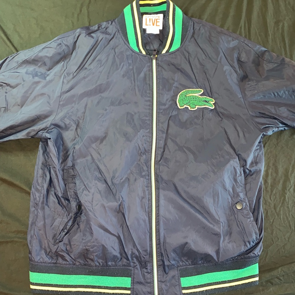 Lacoste Men's Blue and Green Bomber Jacket